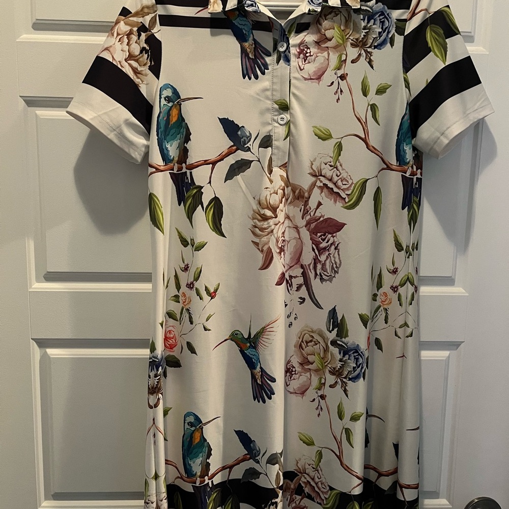 Lily Floral and Bird Print Dress - Multicolor.